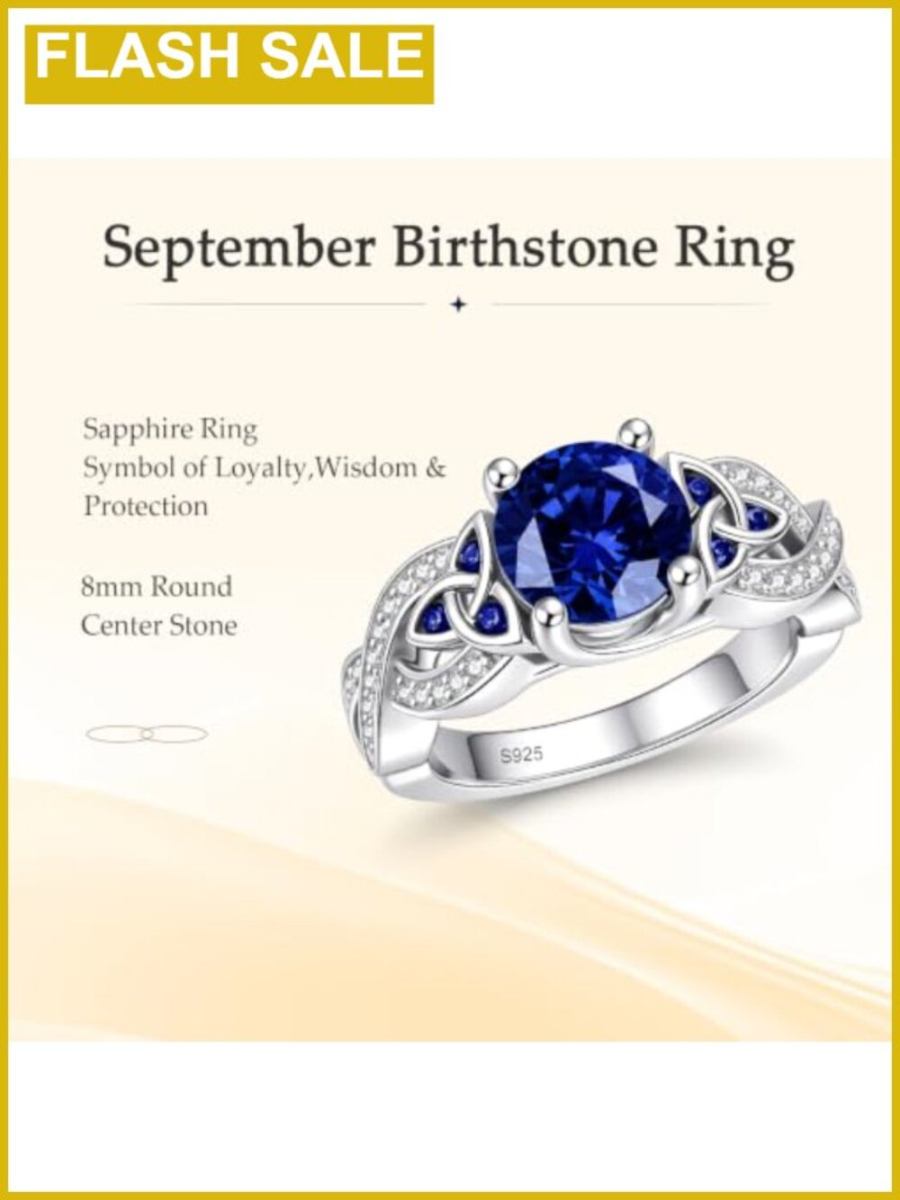 2CT 5A Round Birthstone Celtic Knot Infinity Ring Sterling Silver - Picture 2 of 6